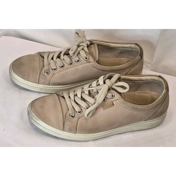 Ecco Shoes - Ecco Soft  Shoes Women's Size 7 Light Beige‎ Leather Lace Up Casual